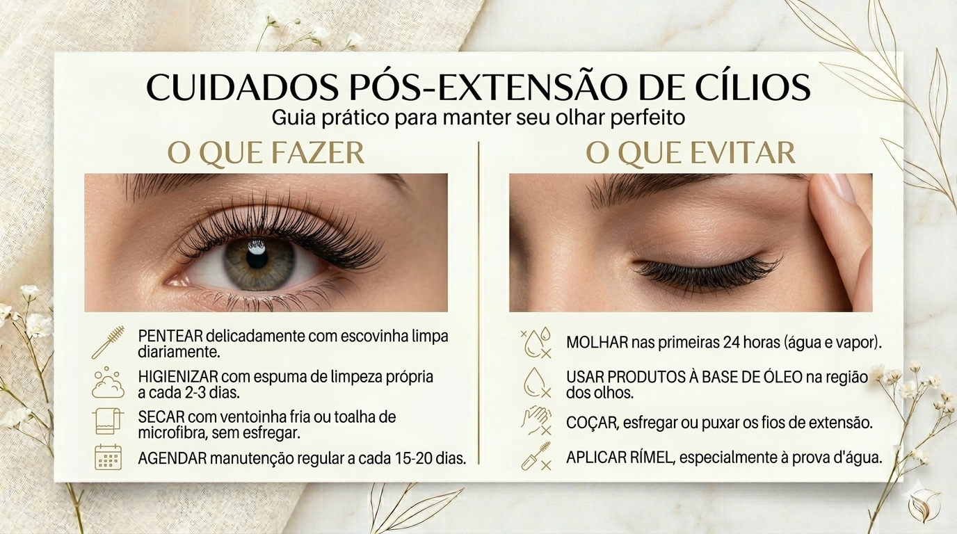 Cuidados pós-extensão de cílios